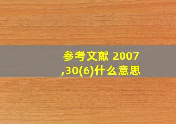 参考文献 2007,30(6)什么意思